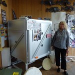 Looking at kilns Mary checking out a gas kiln in Seattle. we are considering sharing a kiln.