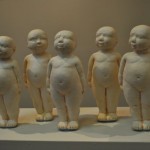 Baby Girls Press moulded, taken from a piece I made at the ICS. Thsi was just finished days before the show,. Becasue they were press moulds I could manipulate their heads and epression.